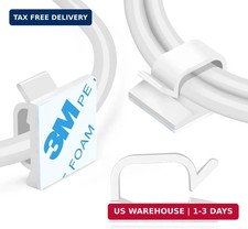 120 Pcs Adhesive Cable Wire Clips White, Cable Staples Outdoor Cable Management picture