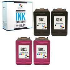 Replacement Ink Cartridges for HP 60XL Black Color Cartridge 4 PK 60 XL picture