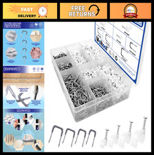 800Pcs Insulated U Staple Nails & Ethernet Cable Clips Set, Metal Wall Clamp, 4- picture