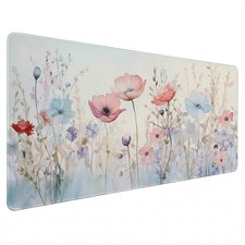 Wildflower Desk Mat 35.4x15.7 Inch, Large Extended Mouse Pad with Watercolor ... picture