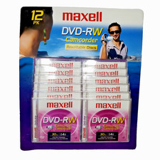 Maxell DVD-RW Camcorder Rewritable Discs 12 Pack 1.4GB 30 min BRAND NEW picture