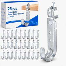 25 PCS Cable Support J Hook Beam Clamp 2 Inch Heavy Duty Metal Wire Management picture