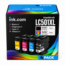 Ink .com LC501XL Ink Cartridge 4 Pack Compatible with Brother for MFC -J1260W,  picture