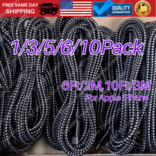Braided USB Cable Fast Charge Cord For iPhone 14/13/12/11/XS/XR/8/7/6/5 Bulk Lot picture