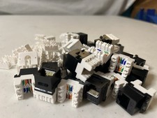 25-Pack NavePoint Cat6 RJ45 Keystone Jack Ethernet Connectors 90-Degree White picture