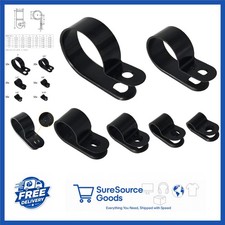 200 Pcs Black Nylon Cable Clamp Clips R-Type Fasteners for Cable Management picture