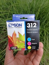 Genuine Epson 312 Ink 3 Cartridge Standard Cap Color Set Cyan Magenta Yellow  picture