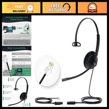 Wired Office Headset Mono with Microphone, QD to RJ9, Compatible with Poly, Snom picture