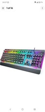 TECKNET TK-KB002 Gaming Keyboard USB Wired 15 Zone RBG All Metal Panel Open Box  picture