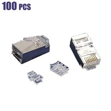 100x Cat6A RJ45 Network LAN Ethernet Shielded Plug Connector For Solid Wire Gold picture