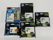 Lot of 5 Genuine HP Ink Cartridges Mixed Colors OEM expired Cyan Black Tri-Color picture