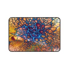 Abstract Fluid Art Paint Pour Desk Mat Blue & Gold Gaming Workspace Mousepad picture
