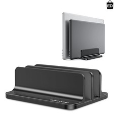 Dual Vertical Adjustable Laptop Stand for MacBook & More - Elegant Black Design picture