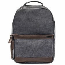 Renwick Canvas Backpack with Genuine Leather Trim, Gray, picture