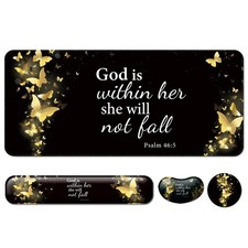 4 in 1 Pad and Keyboard Wrist Rest,Large Desk Mat,Coaster Set-Gold picture