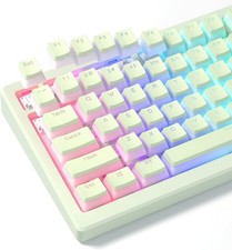 Womier Pink PBT Double Shot Shine Through Pudding Keycaps 130-Key OEM Profile picture