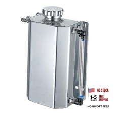 Coolant Overflow Tank - Aluminum Radiator Reservoir - 2L 2 Liters - Silver picture
