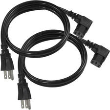 [2PACK] 3FT 90 Degree Computer Monitor Power Cord - NEMA 5-15P to Right Angle picture