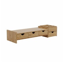 Bamboo Screen Riser Multi-Functional Bamboo Screen Stand with Drawer Space picture