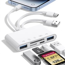 5-in-1 Memory Card Reader USB OTG Adapter for iPhone iPad Mac USB C/A Devices picture