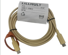 New IKEA LILLHULT USB-C to USB-C Bright Beige-Yellow 3.0 m (9 ' 10 