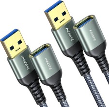 AINOPE 2 Pack USB 3.0 Extension Cable 6.6ft Type A Male to Female 5Gbps Grey picture