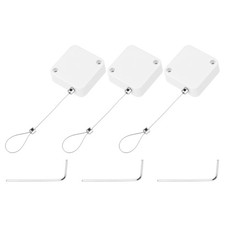 3.3 ft Retractable Cable Security Lock with Latch 600g, White, 3 Pack picture