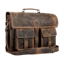 KomalC 18 Inch Leather Briefcase Laptop Messenger Bag for Men 18 inch, Brown picture