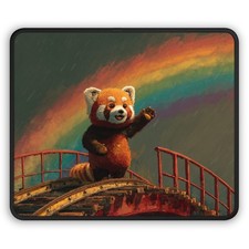 Red Panda on Rainbow Bridge Gaming Mouse Pad picture