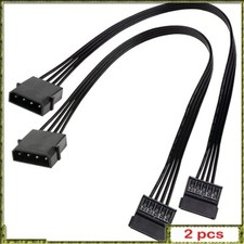 2pcs Molex IDE 4 Pin Male To 15 Pin Female SATA Power Cable UL 1007 18AWG Wires picture