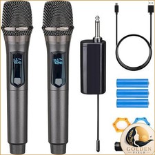 Wireless Dual Microphone Handheld Dynamic 200ft Gray HUACAM Handheld-M68 picture