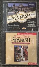 Travel Talk Spanish 1996 & Learn Spanish Now 2000 Sealed Vintage PC Software  picture