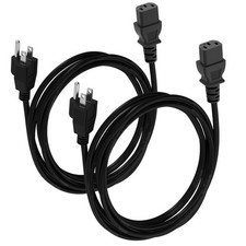 (2-Pack) 15ft. Universal PC Power Cord - 3 Prong AC Power Cable Replacement f... picture