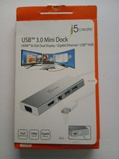 J5Create JUD380 USB 3.0 Silver Mini Dock  New - Open Box picture