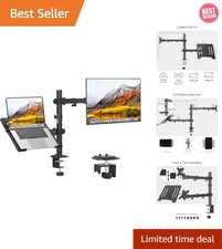 Monitor and Laptop Mount, Monitor Arm with Vented Tray for 13