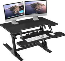 36 Inch Height Adjustable Sit to Stand Desk Converter Black Ergonomic Monitors picture