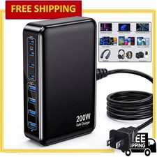 200W USB-C Charger Block 8-Port Charging Station GaN 65W Laptop Charger Adapter picture
