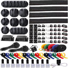 Cable Management Kit 300pcs Organizer Includes Cable Ties Clips Holder Mounts picture