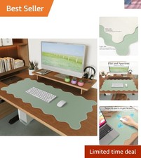 Elegant Leather Desk Pad - Extra Large Scalloped Mouse Pad 35.4