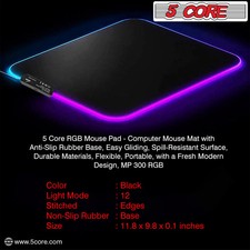 5Core Gaming Mouse Pad RGB 12 Light Modes 2 Zone Desk Mat w Rubber Base picture