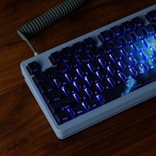 135 PCS PBT Cherry Profile Keycap Dark Blue Black Side Print Shine Through picture