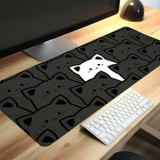 Minimalist Cat Desk Mat: Kawaii Pattern Keyboard Pad for Cat Fans & Workspaces picture