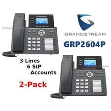 2 Grandstream GRP2604P 3-Line 6 SIP Office Phone + Dual Gigabit PoE Lot picture