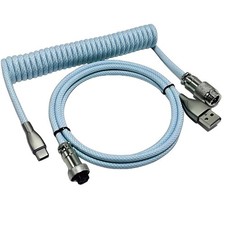 USB C Coiled Keyboard Cable 1.5ft Coil 3ft Extension Aviator Black picture