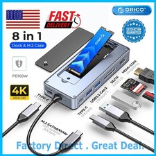 ORICO USB C Hub with M.2 SSD Enclosure, 8-in-1 Docking Station Fits M.2 picture
