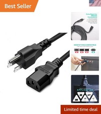 10ft Long 3 Prong AC Power Cable - Reliable Replacement for Your Devices picture