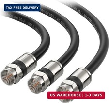 3-Pack RG6 Coaxial Cable, CL2, Quad Shield, 3ft, Black picture