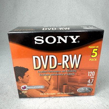 Sony DVD-RW NEW SEALED 5 Pack 4.7GB 120 Minutes Re-Recordable picture
