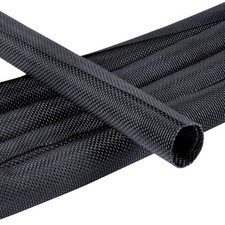 12FT Black Split Braided Cable Management Sleeves - 1/2 Inch Organizer Wraps picture