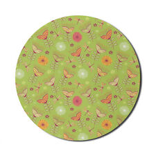 Ambesonne Floral Bloom Round Non-Slip Rubber Modern Gaming Mousepad, 8
